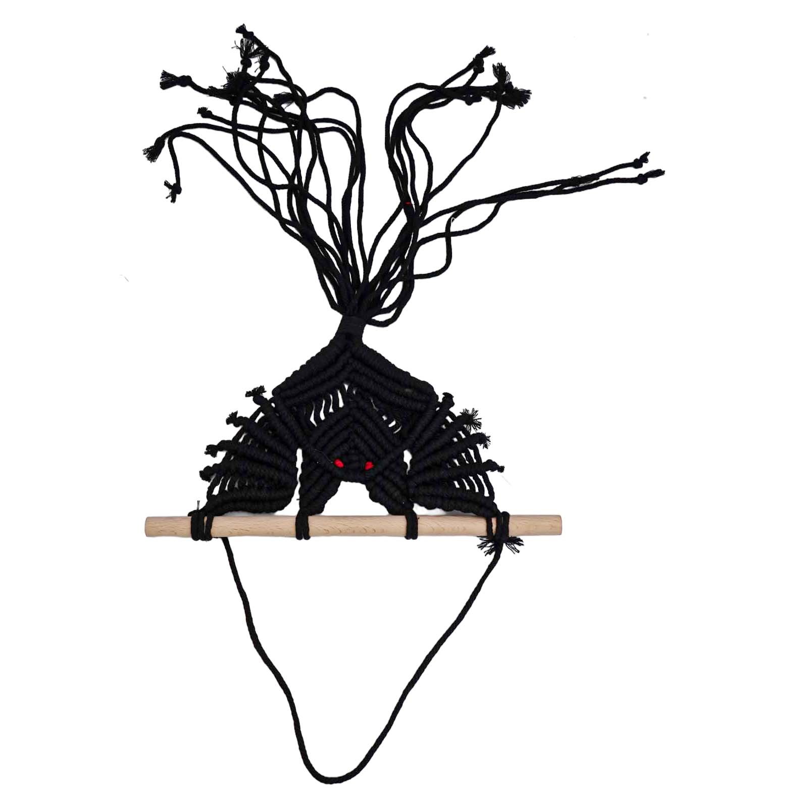Exquisite Hand Woven Bat Pattern Macrame Wall Hanging for Halloween Decor