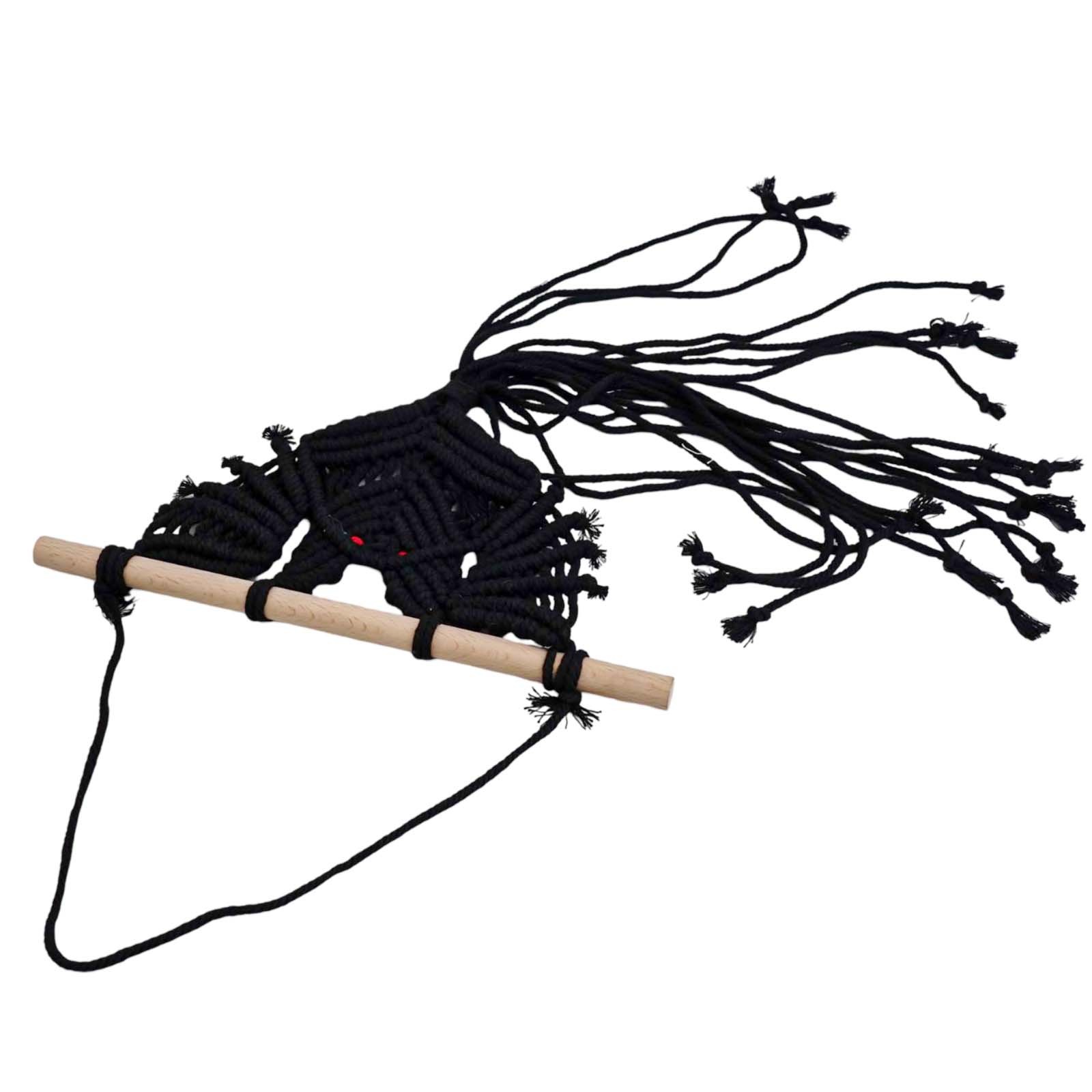 Exquisite Hand Woven Bat Pattern Macrame Wall Hanging for Halloween Decor