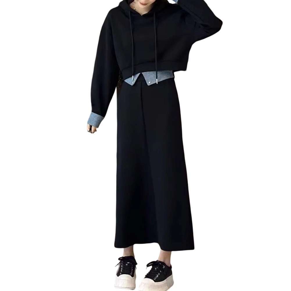 Trendy Womens Hooded Sweatshirt Suit with Skirt Ideal for Daily Activities - Picture 11 of 14