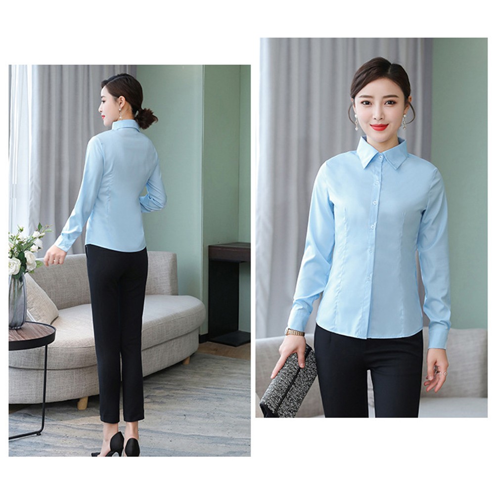 Essential Women's Korean Style Long Sleeve Shirt in Classic White Color - Picture 18 of 47