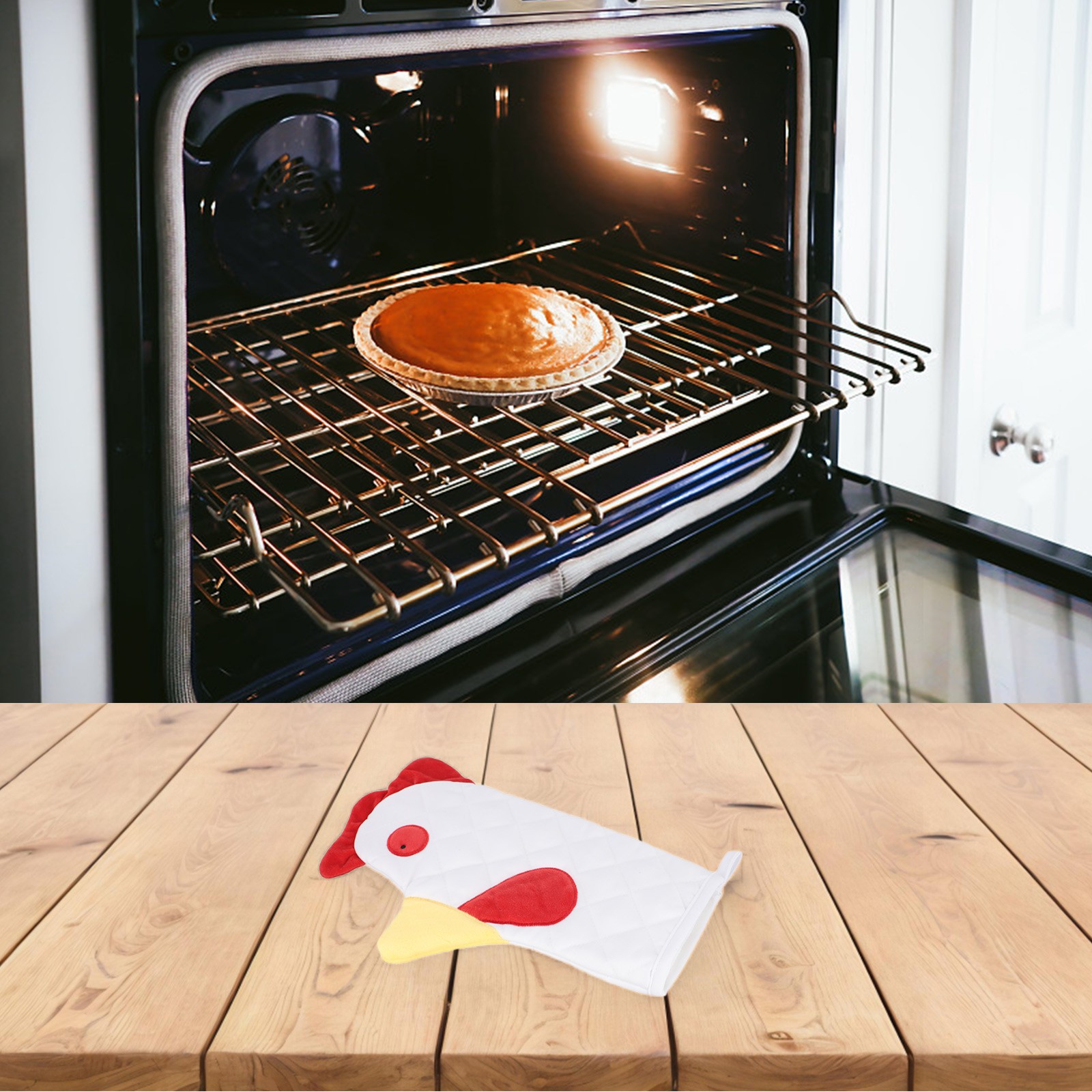 Guanti da forno design gallo accattivante resistenti al calore porta pentole per - Foto 17 di 31
