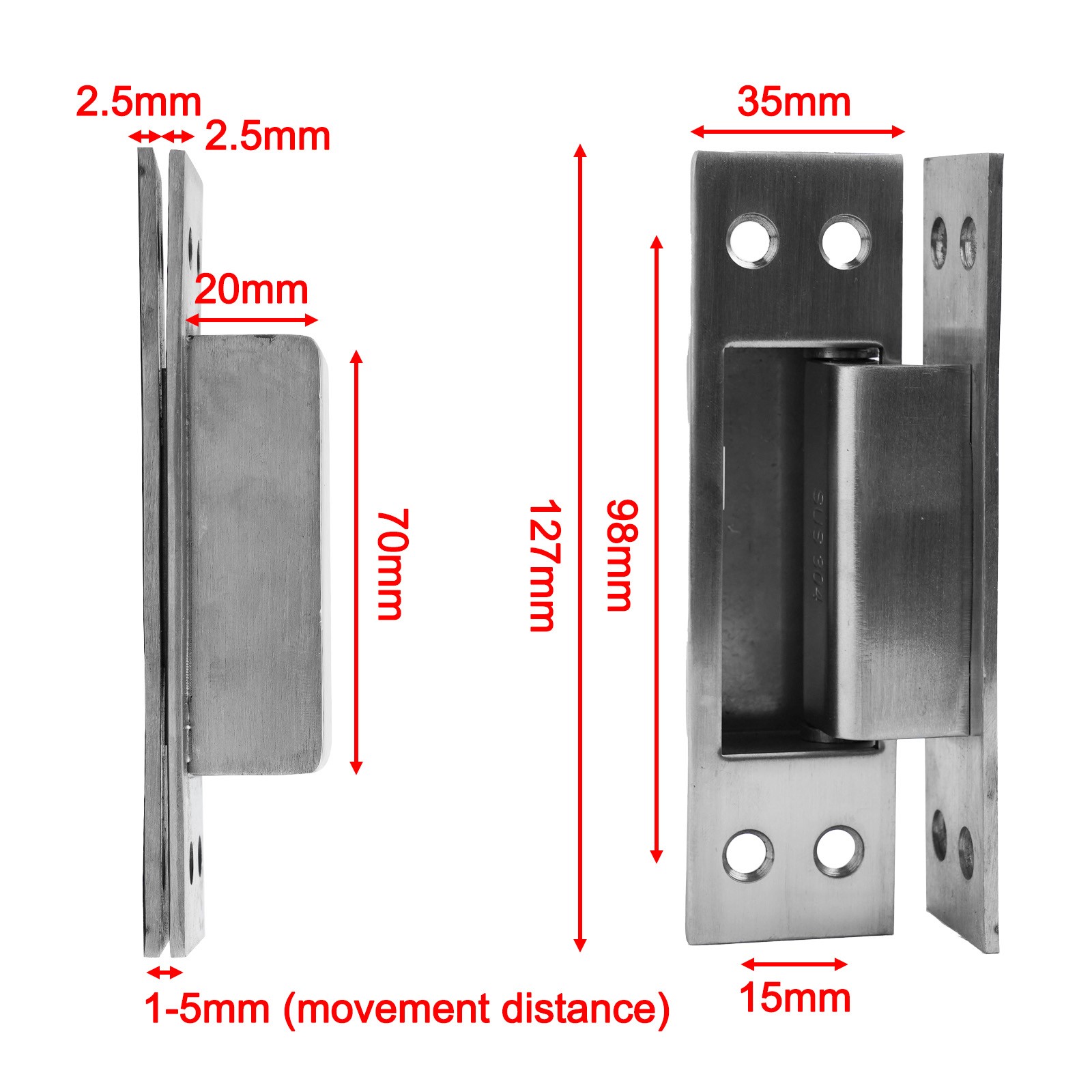 Unsichtbares Kreuzscharnier für Holz- und Aluminiumrahmentüren glatte Öffnung - Bild 15 von 31
