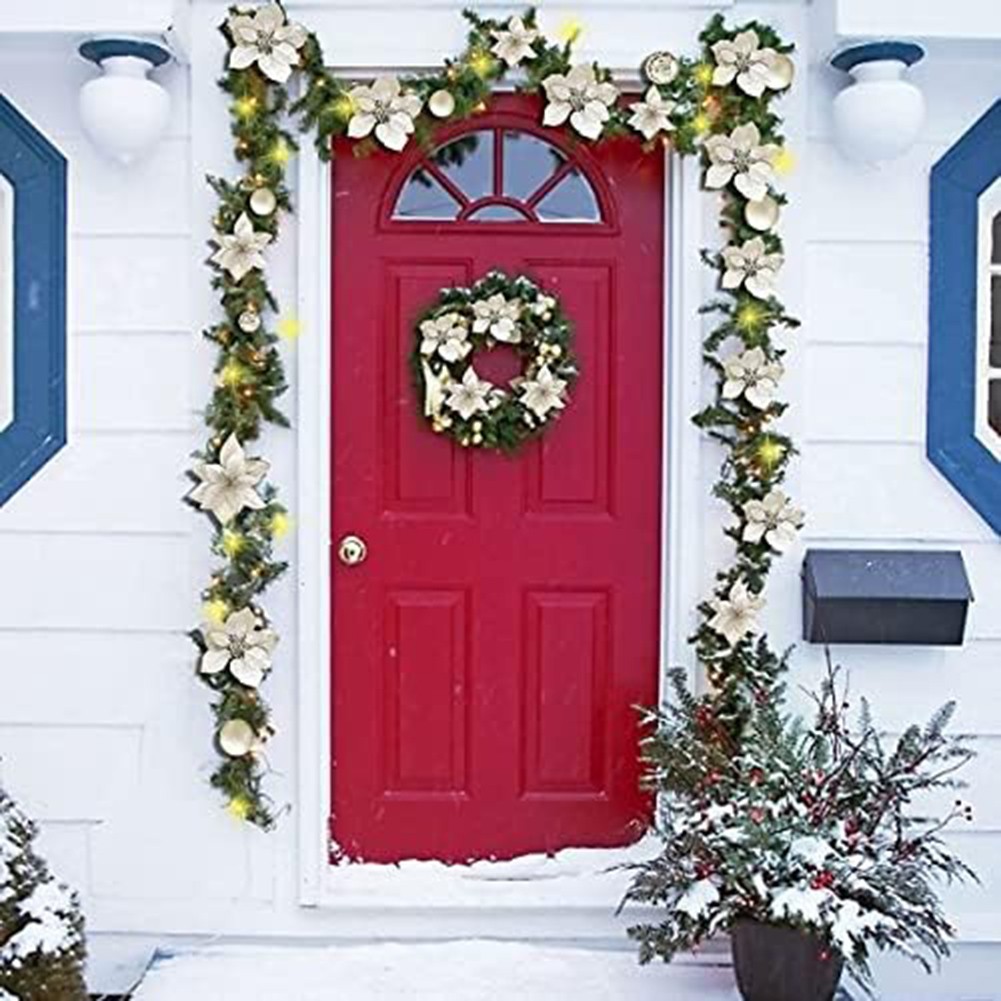 Decorazione Natalizia Vibrante 2 7m con Fiori Oro Rosso per Tutte le Occasioni - Foto 15 di 24