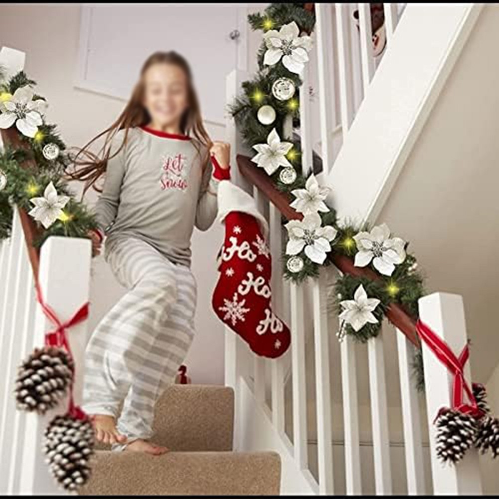 Decorazione Natalizia Vibrante 2 7m con Fiori Oro Rosso per Tutte le Occasioni - Foto 17 di 24