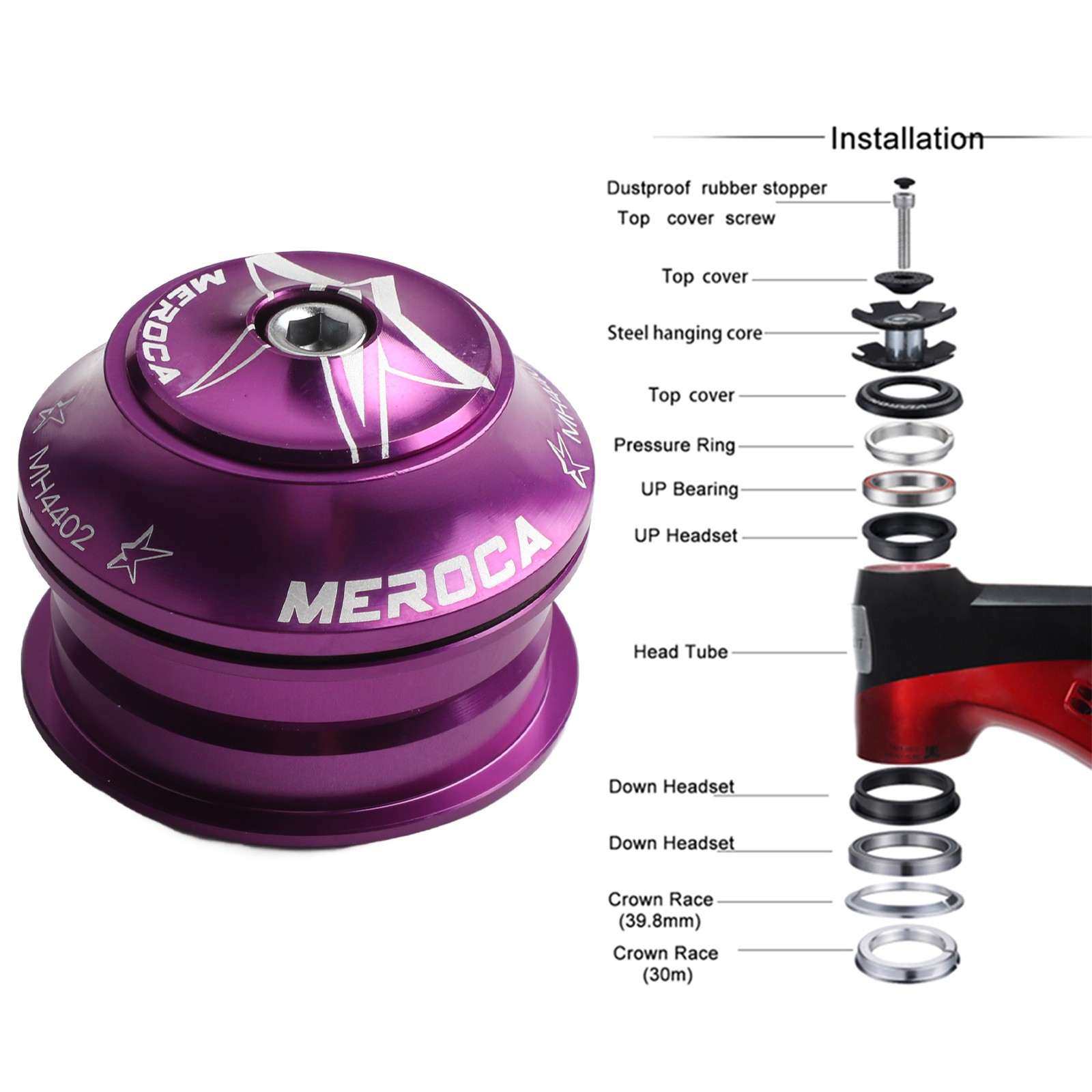 Sealbearing Headset Bike 1 Pcs 120g 44mm 50mm OD Black/red/gold/blue/green - Picture 48 of 50