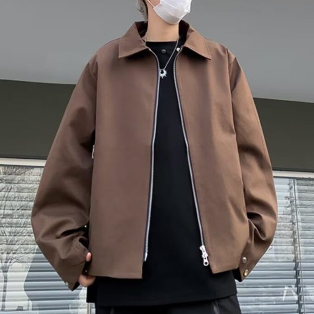 Men's Stylish Lapel Jacket Casual Coat in Solid Colors for Autumn Spring - Picture 20 of 60