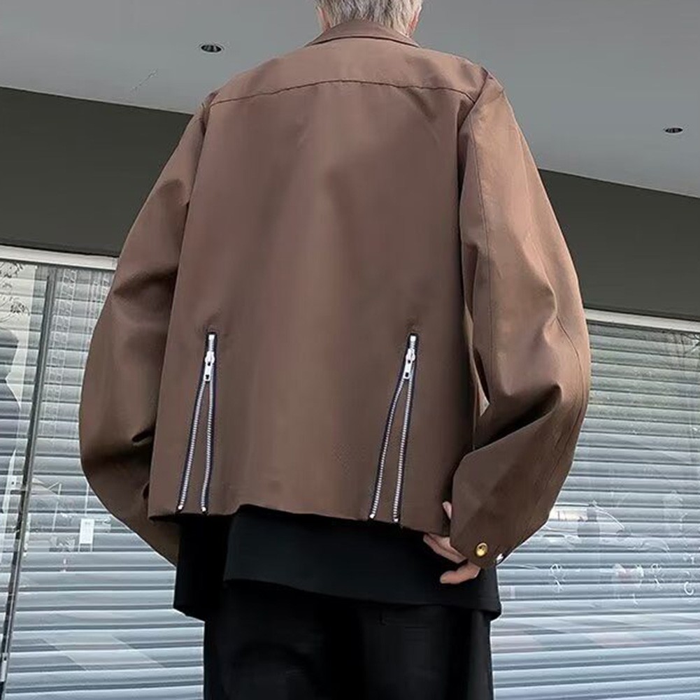 Men's Stylish Lapel Jacket Casual Coat in Solid Colors for Autumn Spring - Picture 27 of 60