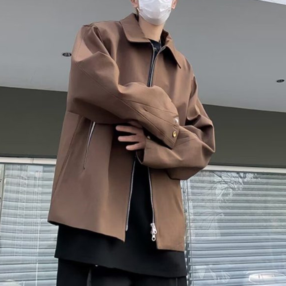 Men's Stylish Lapel Jacket Casual Coat in Solid Colors for Autumn Spring - Picture 14 of 60