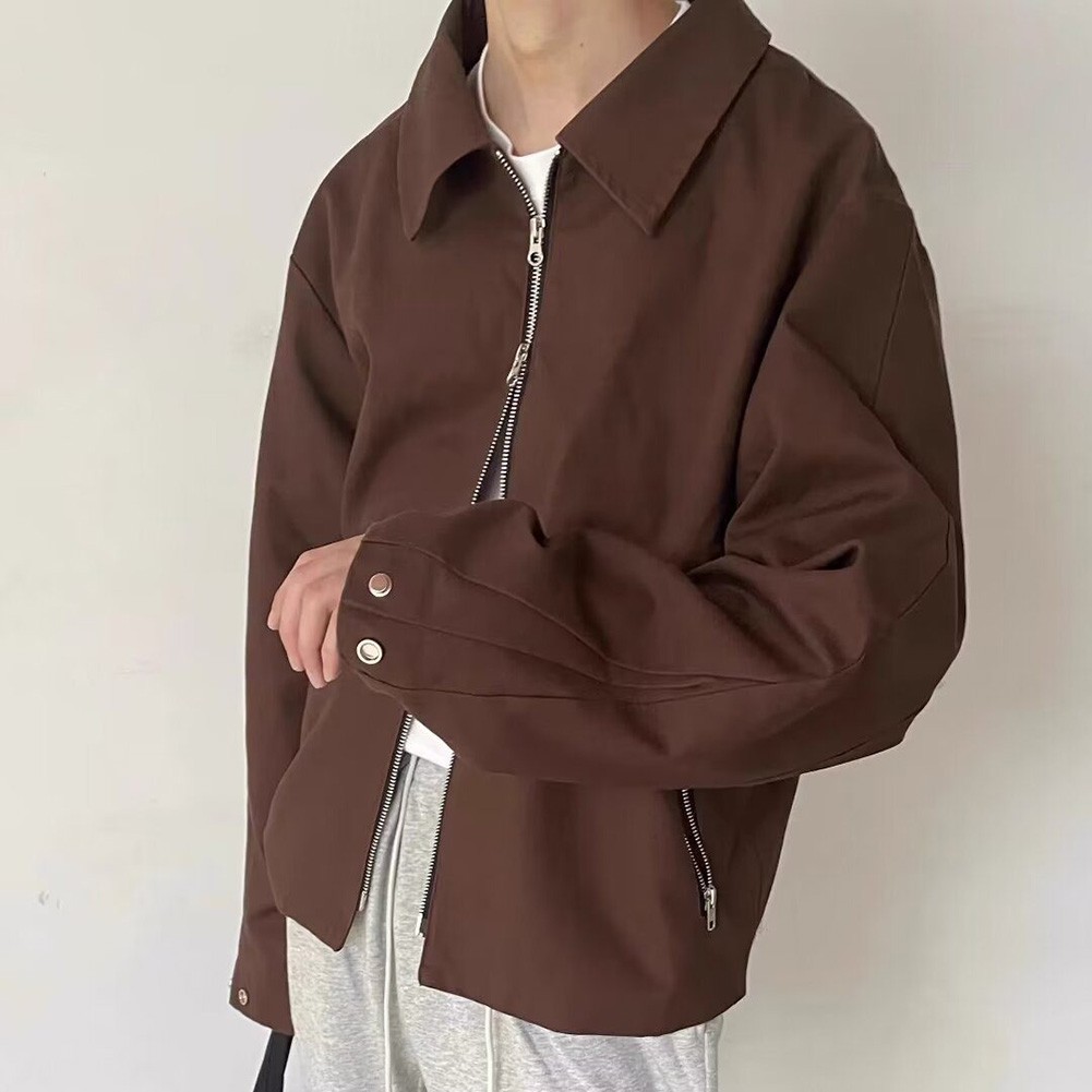 Men's Stylish Lapel Jacket Casual Coat in Solid Colors for Autumn Spring - Picture 13 of 60
