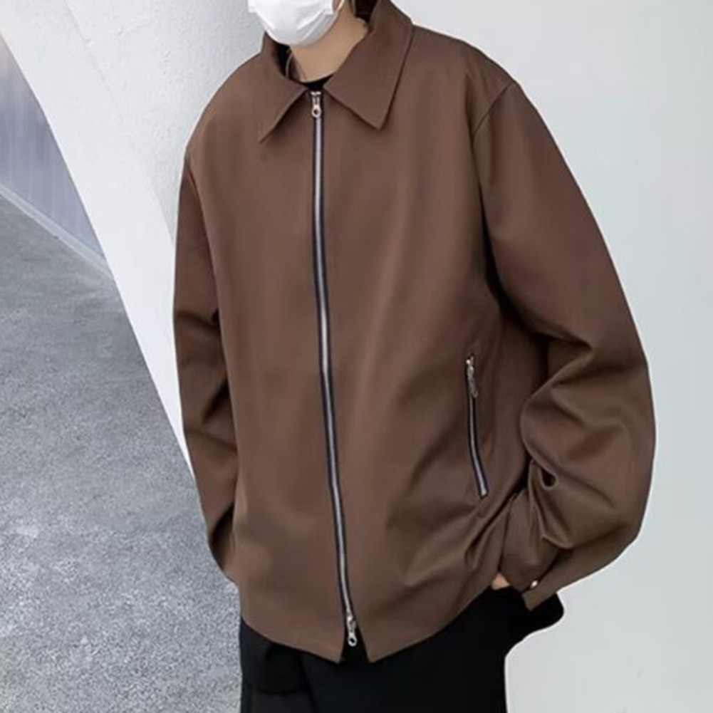 Men's Stylish Lapel Jacket Casual Coat in Solid Colors for Autumn Spring - Picture 15 of 60