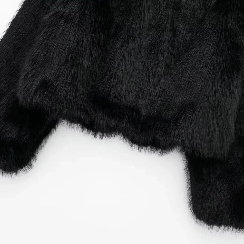 Stylish Women Oversized Coat Fluffy Warm Lapel Jacket for Cold Weather - Picture 39 of 47