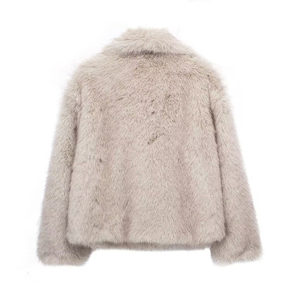 Stylish Women Oversized Coat Fluffy Warm Lapel Jacket for Cold Weather - Picture 31 of 47