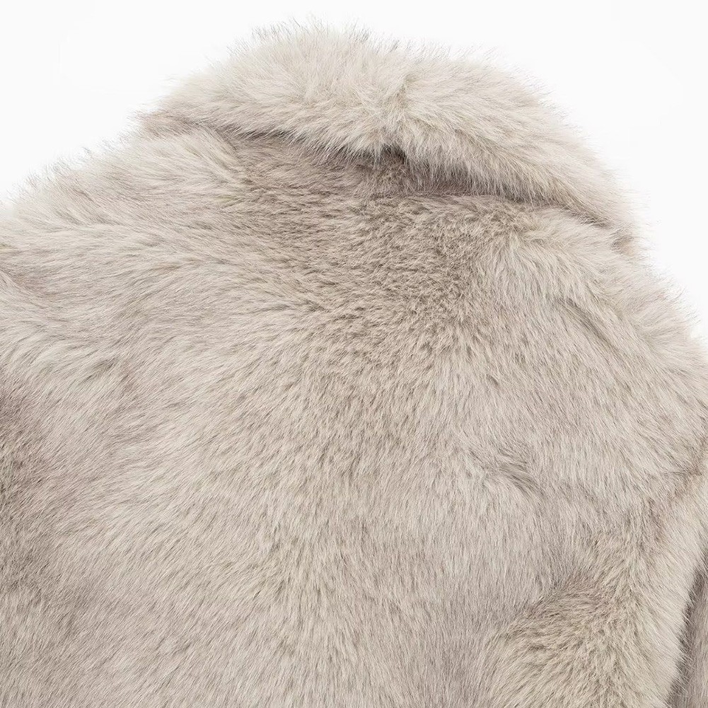 Stylish Women Oversized Coat Fluffy Warm Lapel Jacket for Cold Weather - Picture 27 of 47