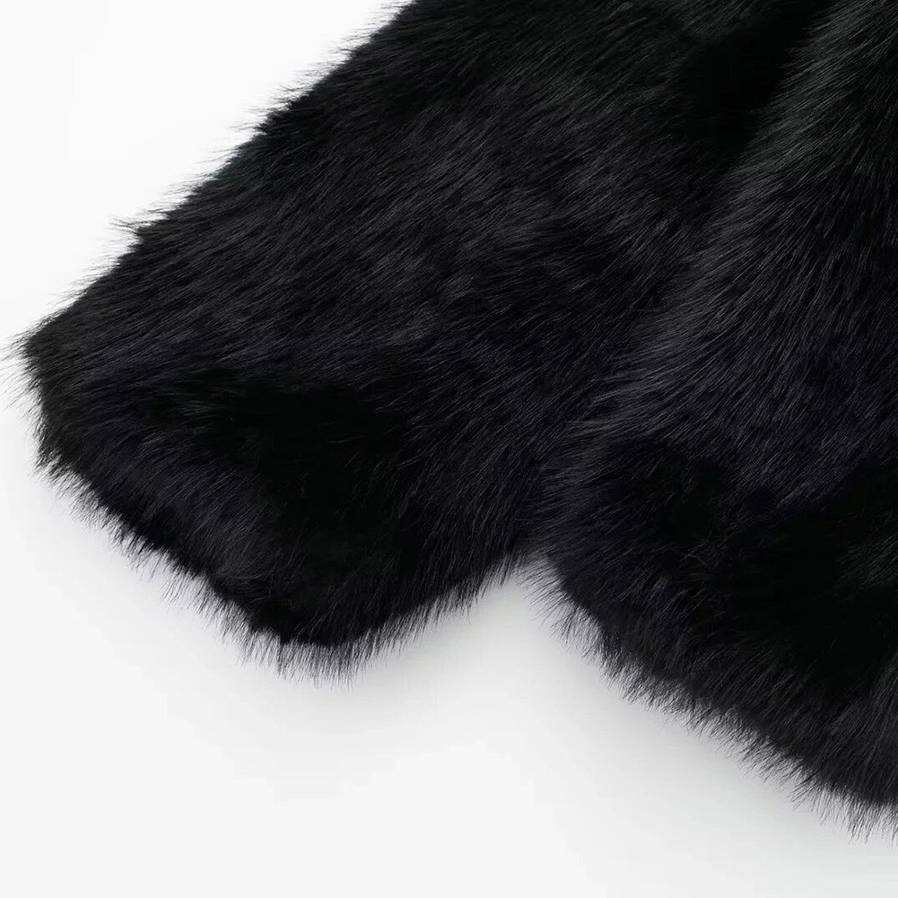Stylish Women Oversized Coat Fluffy Warm Lapel Jacket for Cold Weather - Picture 41 of 47