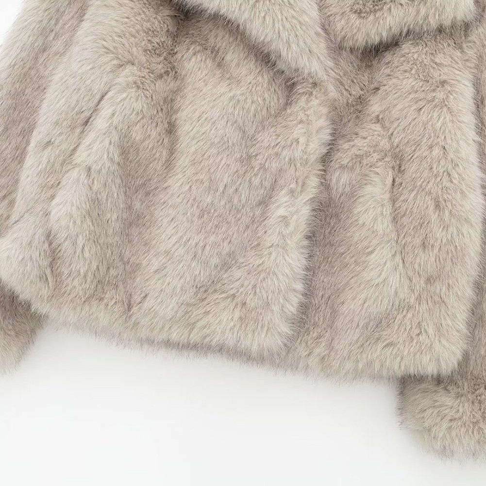 Stylish Women Oversized Coat Fluffy Warm Lapel Jacket for Cold Weather - Picture 34 of 47