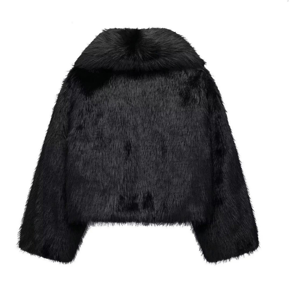 Stylish Women Oversized Coat Fluffy Warm Lapel Jacket for Cold Weather - Picture 42 of 47
