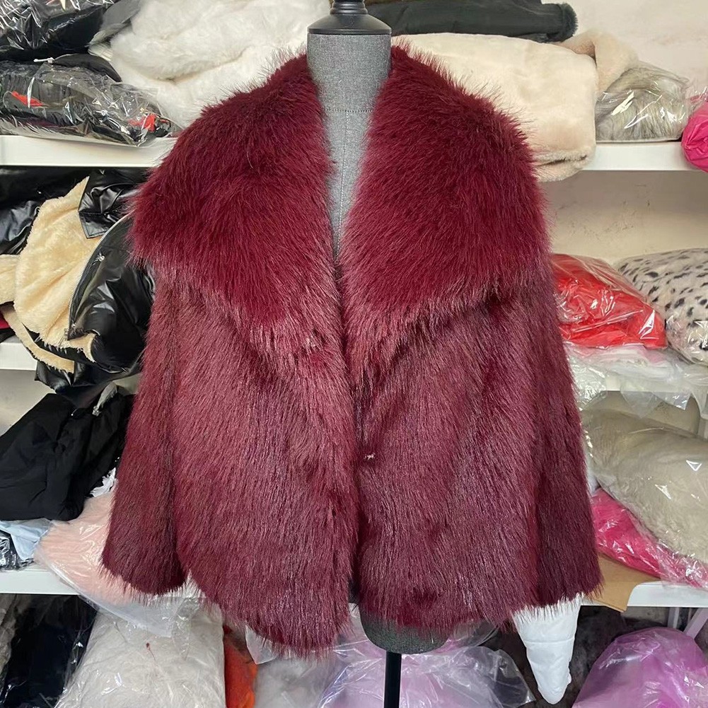 Stylish Women Oversized Coat Fluffy Warm Lapel Jacket for Cold Weather - Picture 46 of 47