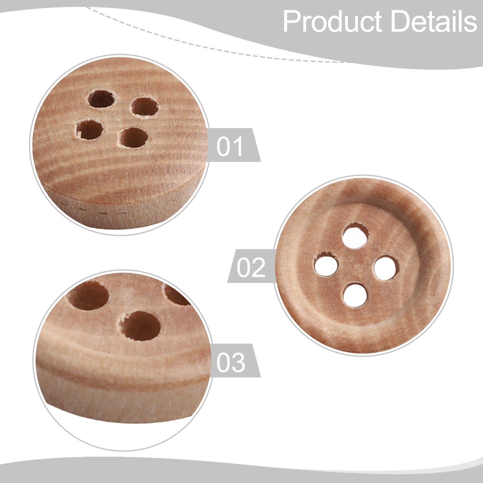 Accessoires vêtements ventes exceptionnelles 20 boutons en bois couleur naturelle plusieurs tailles