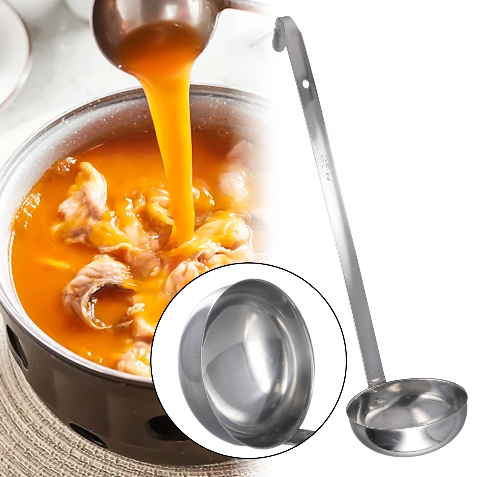 Stainless Steel Ladle Long Handle for Soup Sauce For Kitchen Cooking Tool - Picture 29 of 47