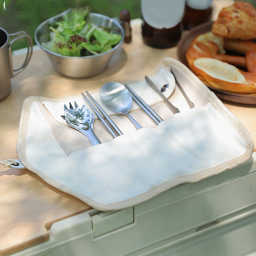 Schlanke Design Canvas Utensilientasche ideal für Camping oder Zuhause Esseinri - Bild 24 von 27