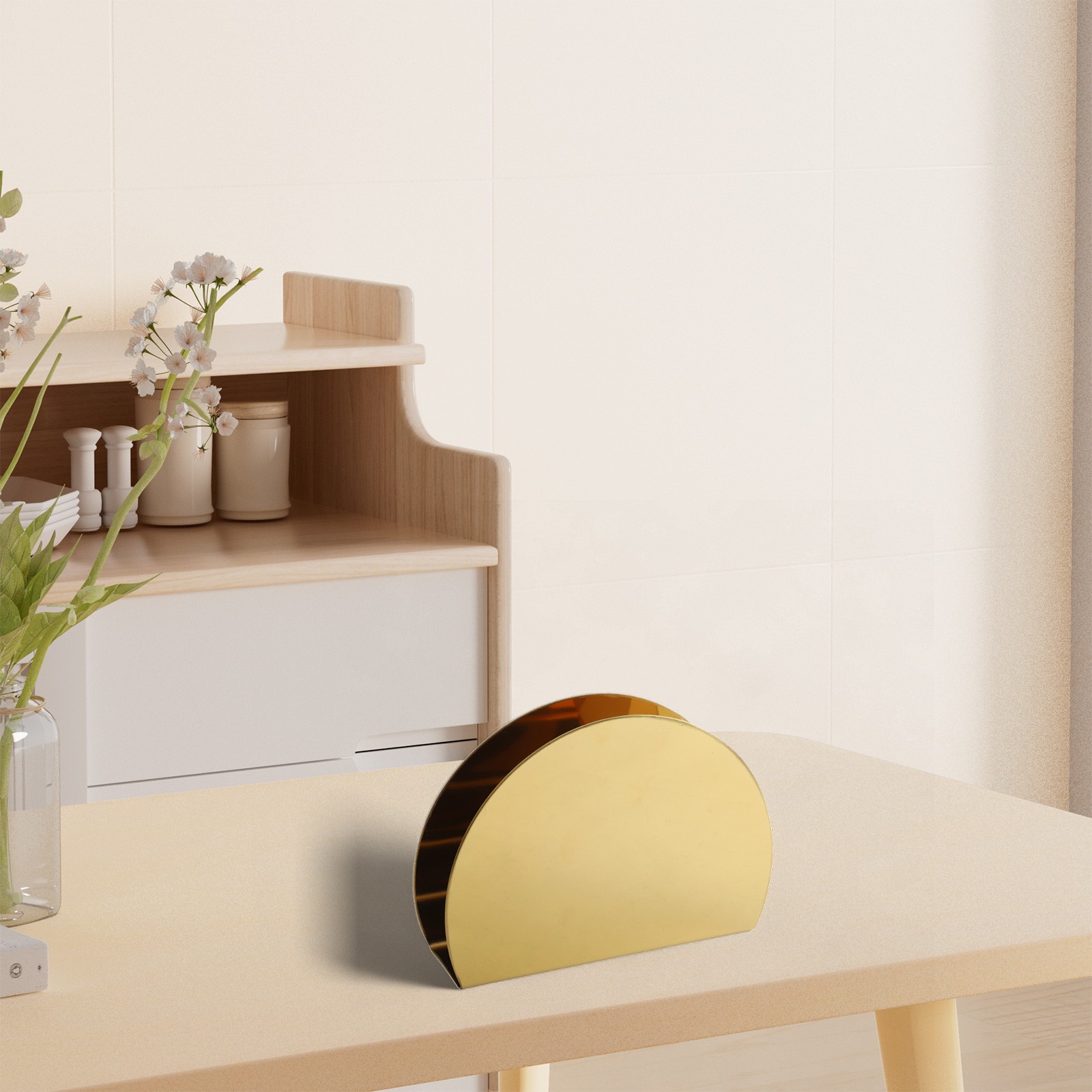 Table Napkin Holder Tissue Dispenser Dining Room Easy Display Half Round - Picture 14 of 25