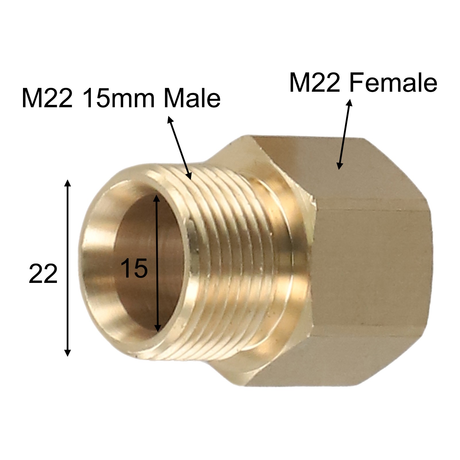 2xCoupler M22 15mm Male To M22 14mm Female Pressure Washer Hose Thread-Connector detailed image 8