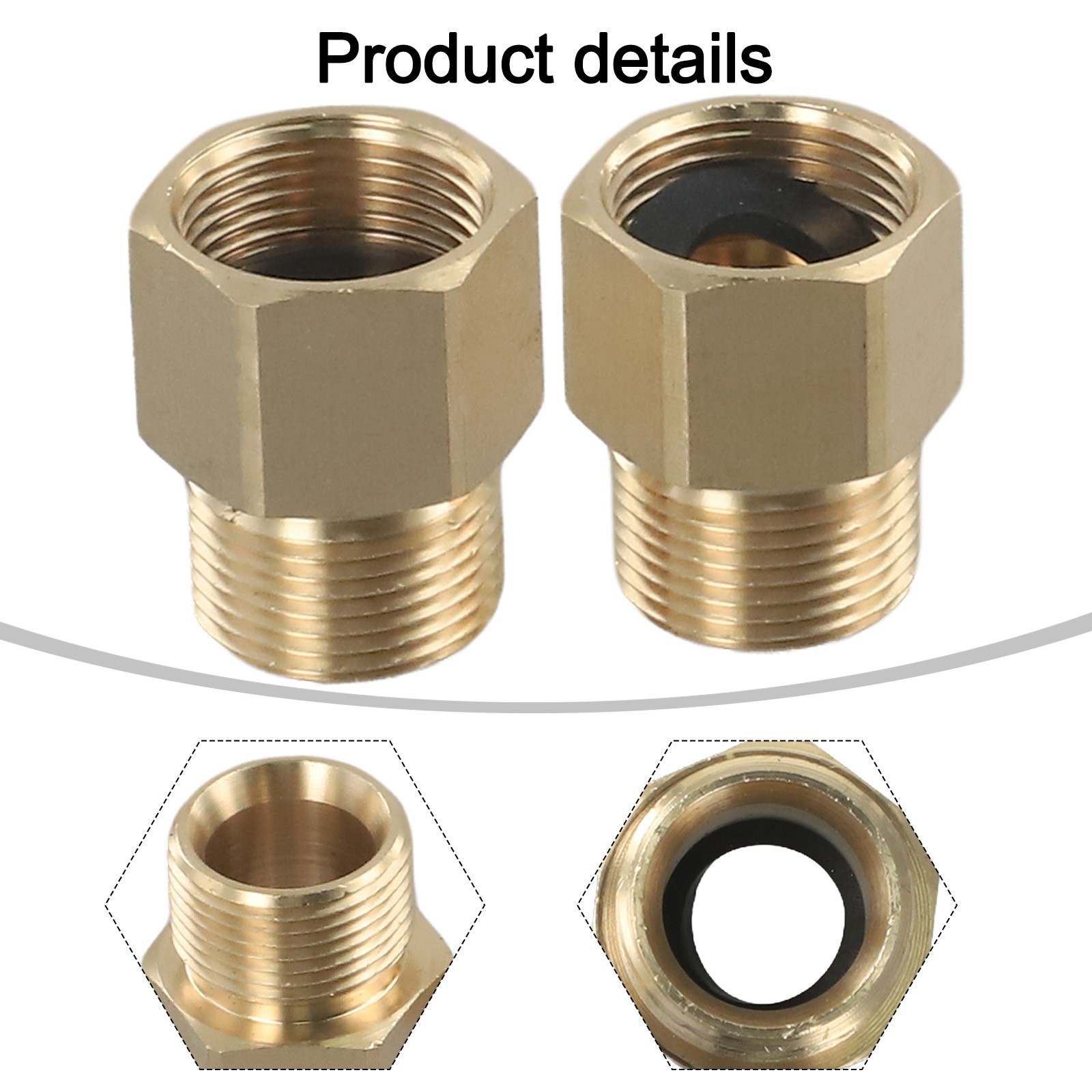 2xCoupler M22 15mm Male To M22 14mm Female Pressure Washer Hose Thread-Connector main product image