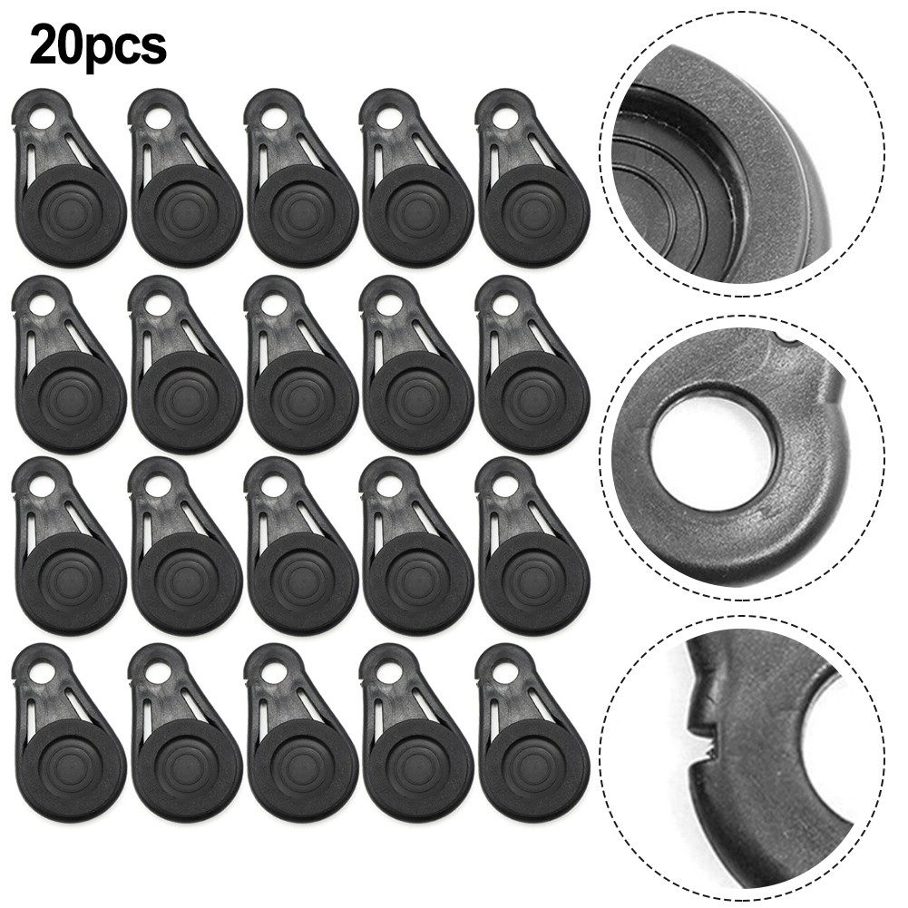 Set of 20 Tent Clips for Camping Use Black Plastic Buckles for Tarpaulin