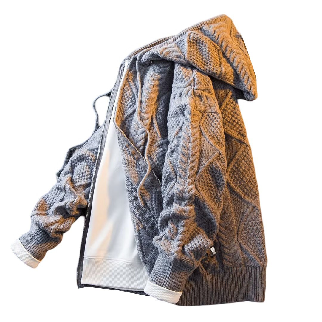 Stylish Mens Thick Hooded Sweater Casual Knit Cardigan for All Occasions - Photo 15/24