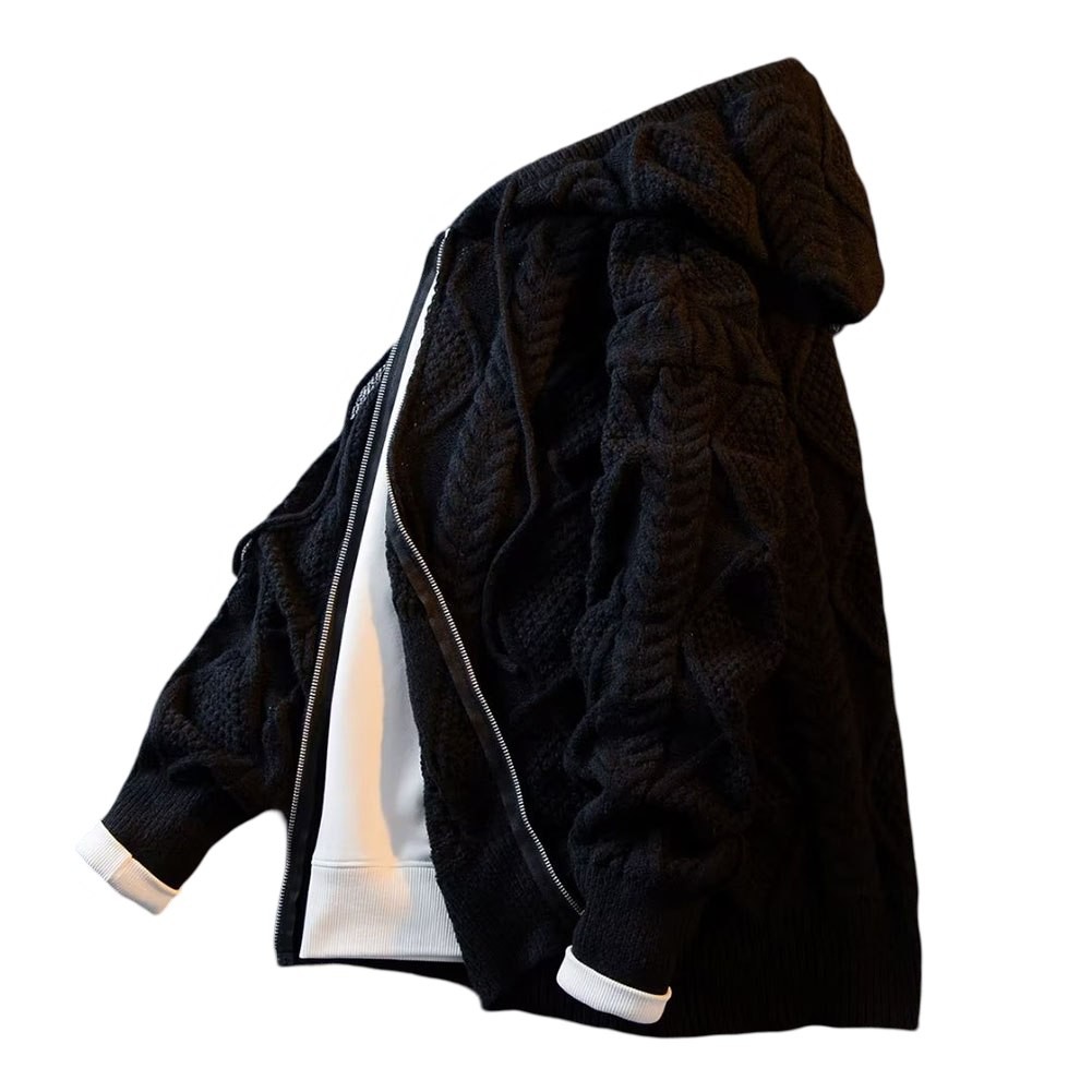 Stylish Mens Thick Hooded Sweater Casual Knit Cardigan for All Occasions - Photo 18/24