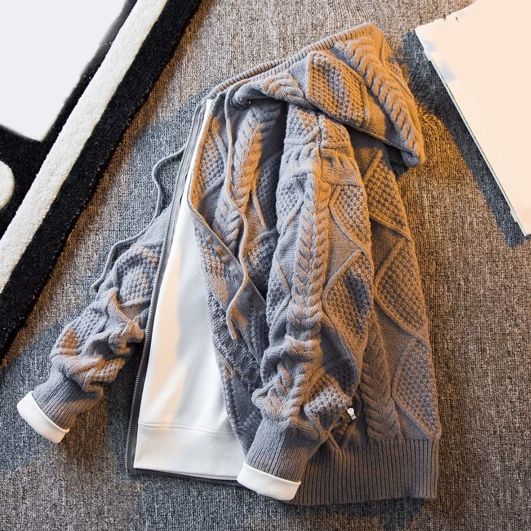 Stylish Mens Thick Hooded Sweater Casual Knit Cardigan for All Occasions - Photo 13/24