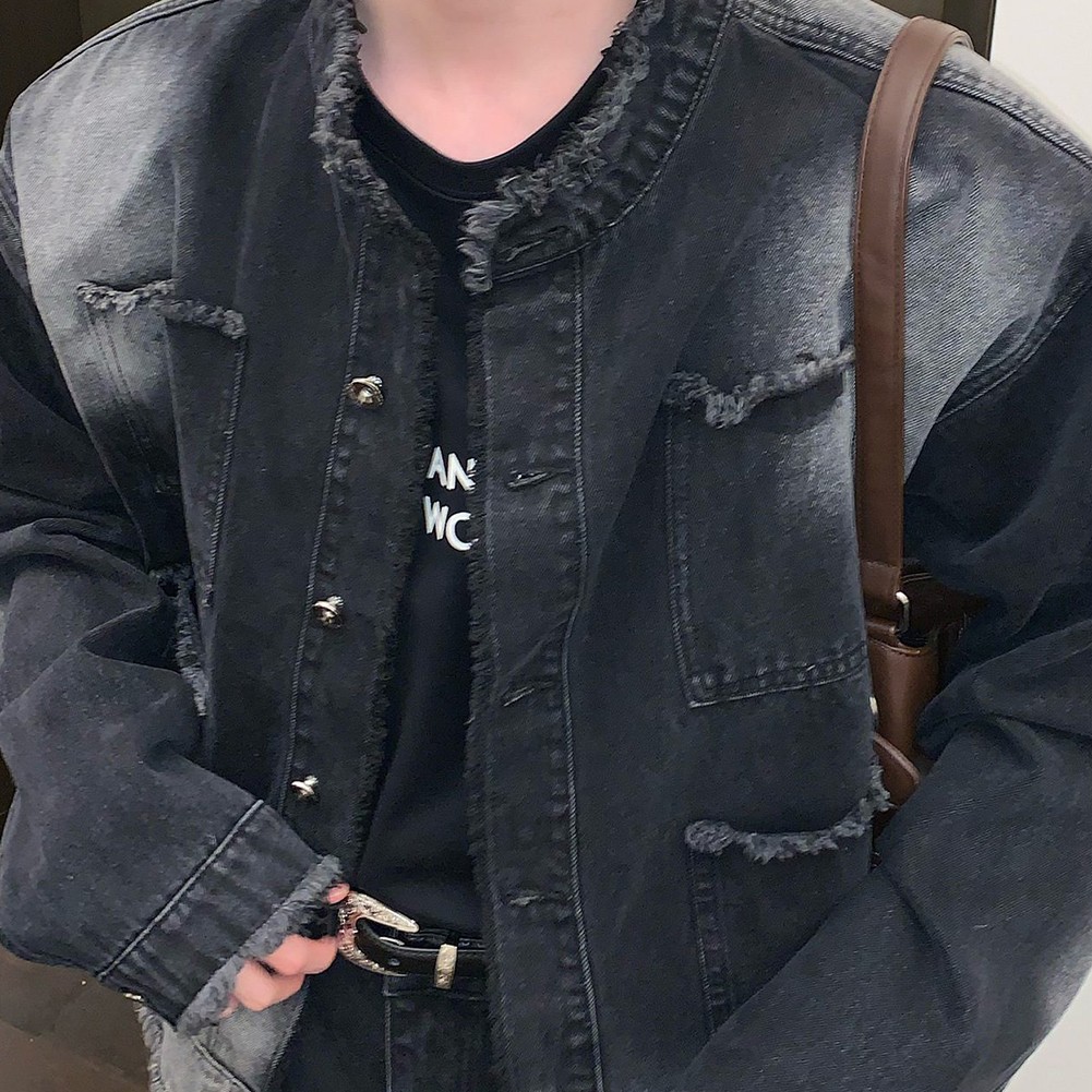 Trendy Men's Distressed Fringe Jacket with Casual Vibe for Autumn Wear - Picture 22 of 33