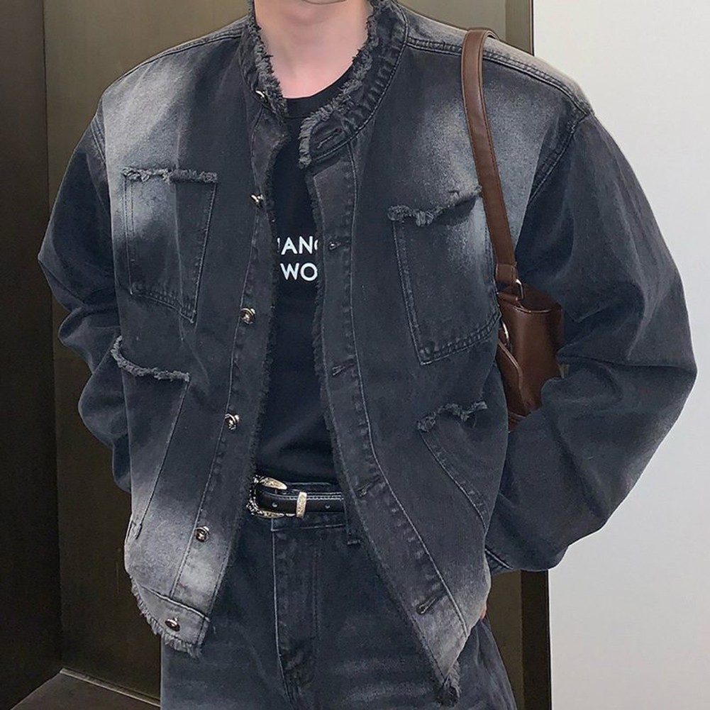 Trendy Men's Distressed Fringe Jacket with Casual Vibe for Autumn Wear - Picture 21 of 33