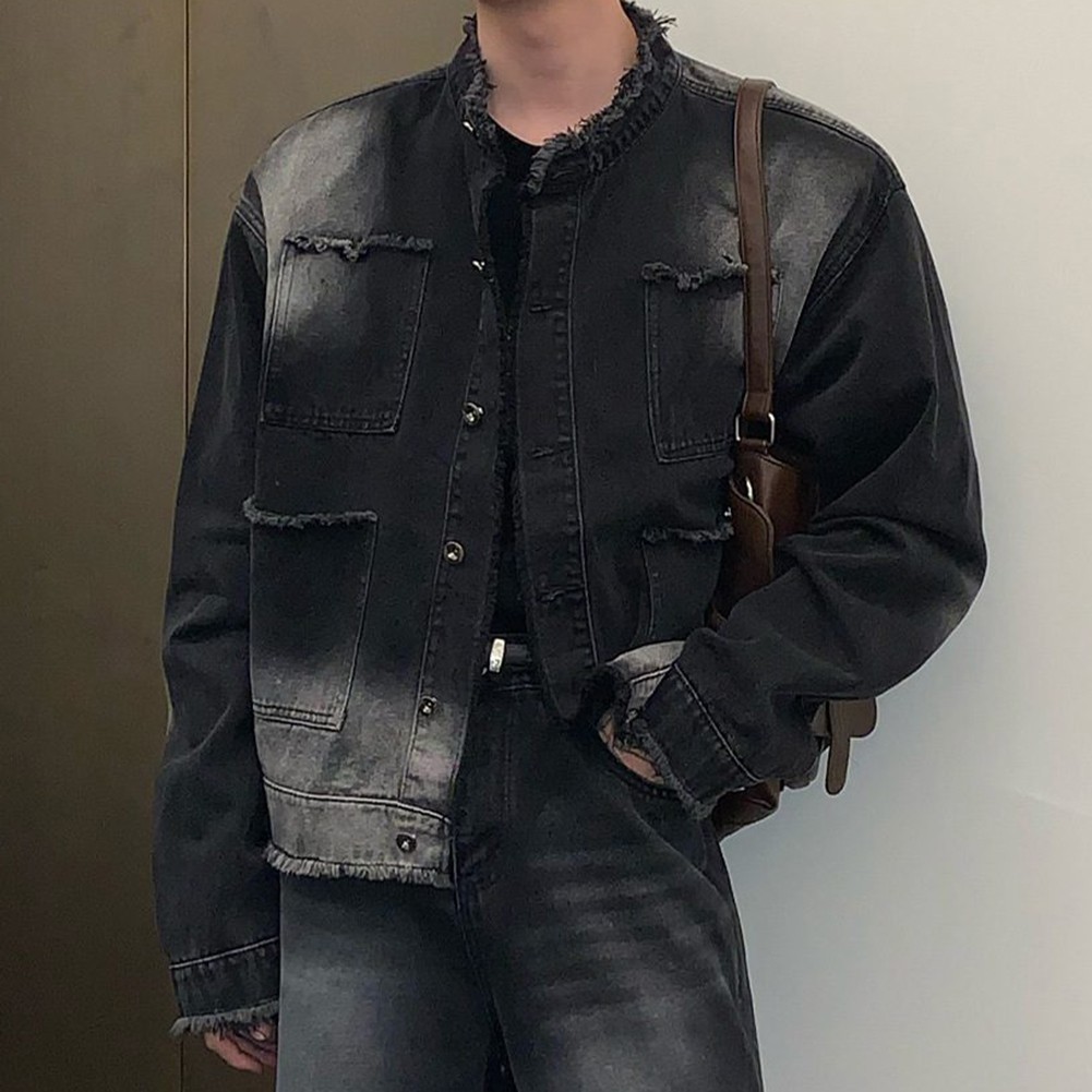 Trendy Men's Distressed Fringe Jacket with Casual Vibe for Autumn Wear - Picture 26 of 33