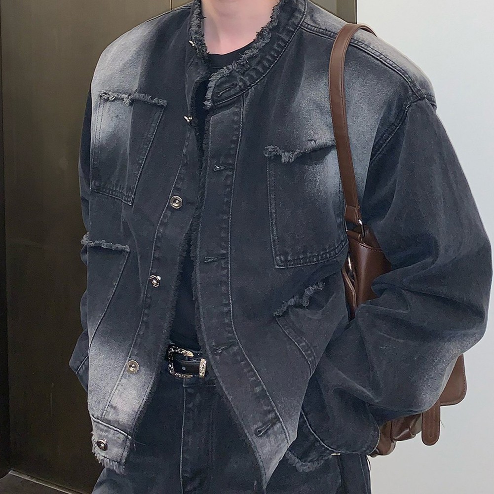 Trendy Men's Distressed Fringe Jacket with Casual Vibe for Autumn Wear - Picture 23 of 33