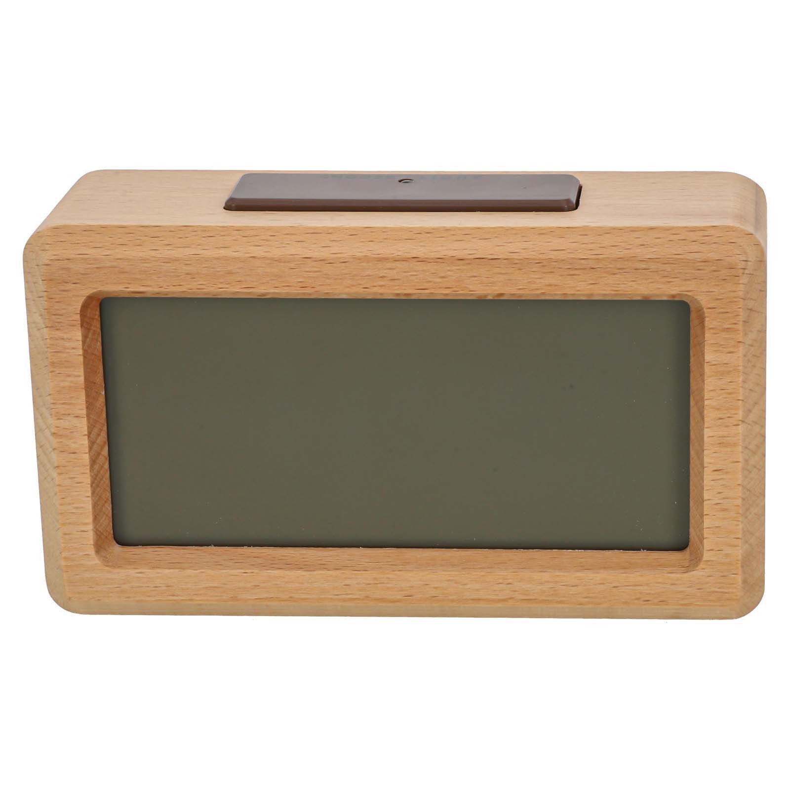 Unique Wood Grain Alarm Clock with Soft Backlight and Temperature Display
