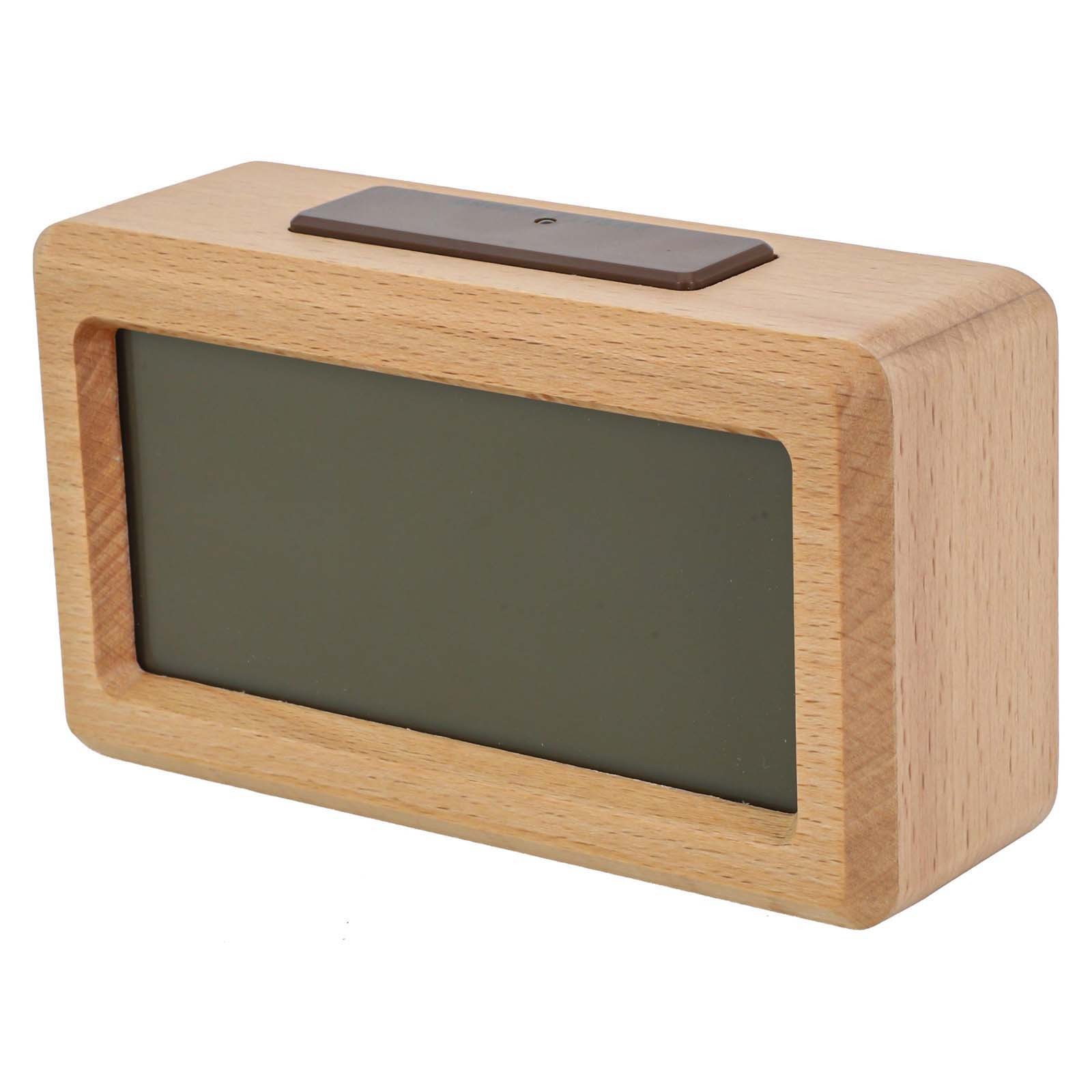Sleek Wood Alarm Clock with Ambient Light Sensor Snooze Function 13 8x7 7CM