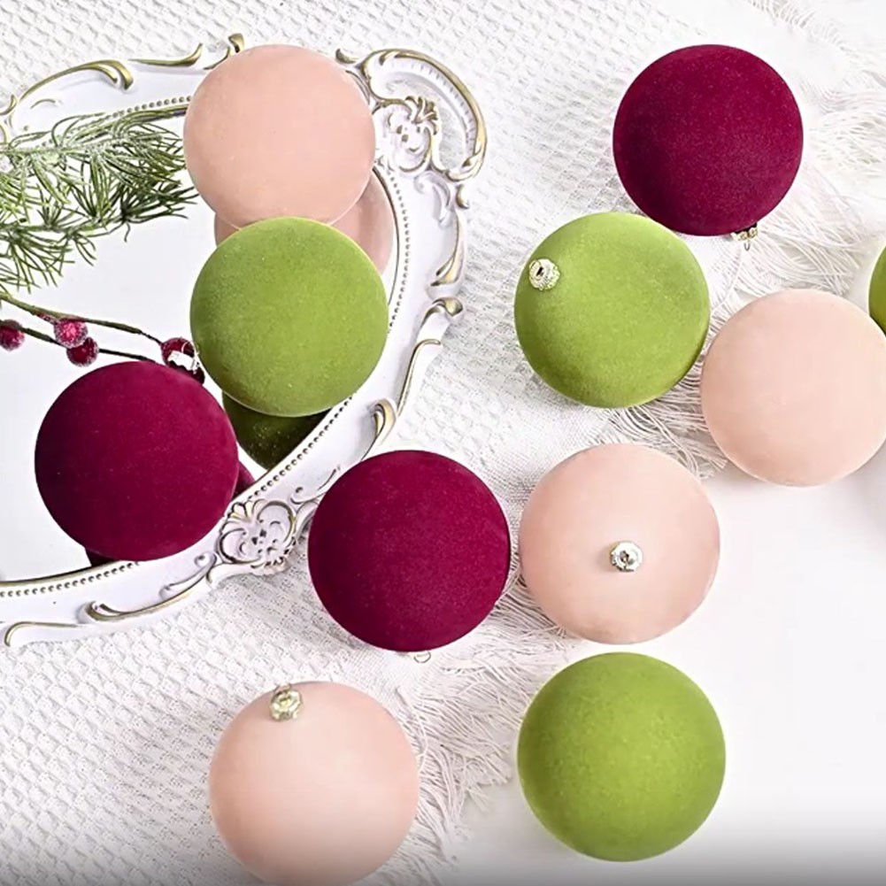 12 Velvet For Christmas Ornaments Balls for Tree Wall and Mantle Decorations - Picture 34 of 37
