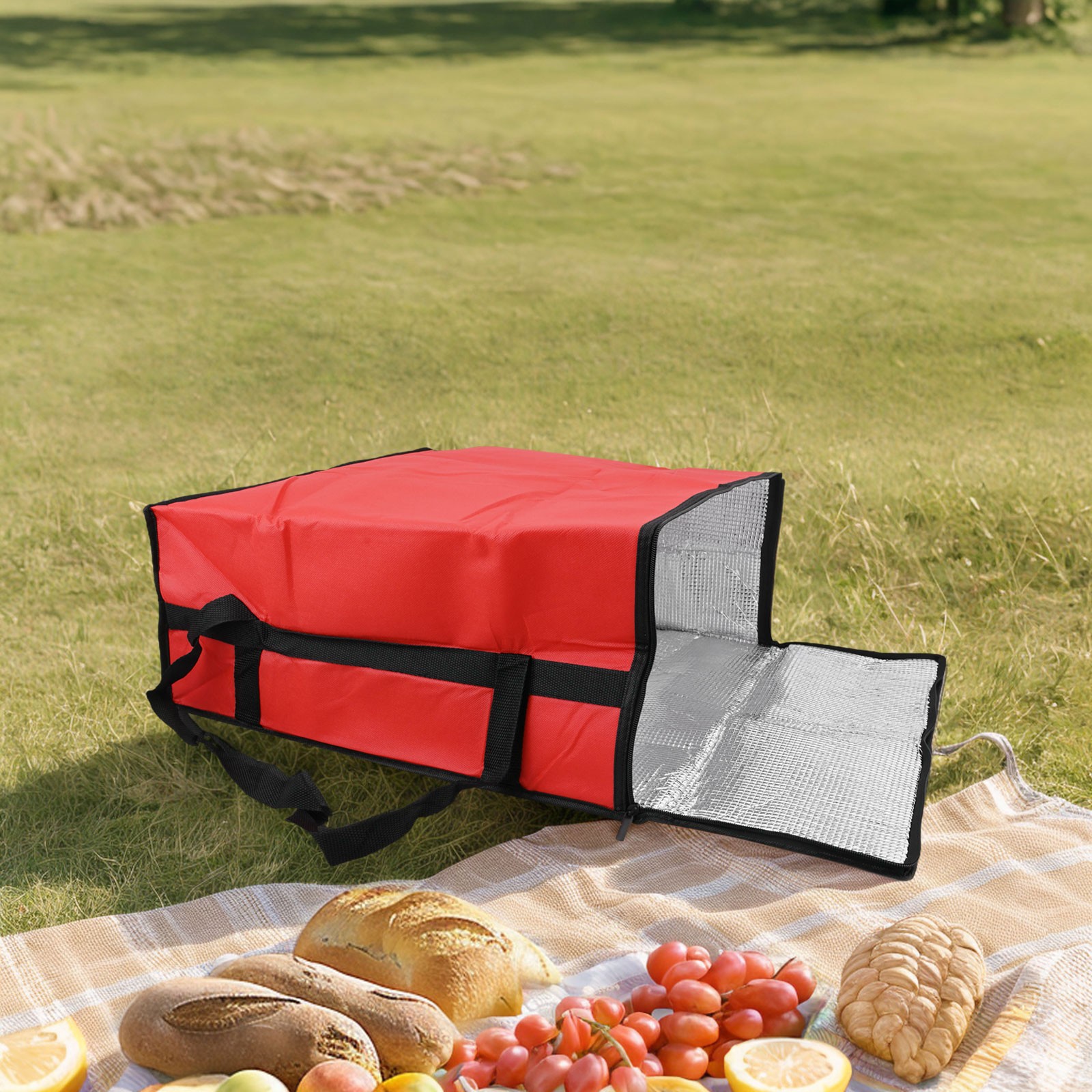 Insulated Pizza Delivery Bag Food Bag Insulated Grocery Bag Black And Red - Picture 43 of 51