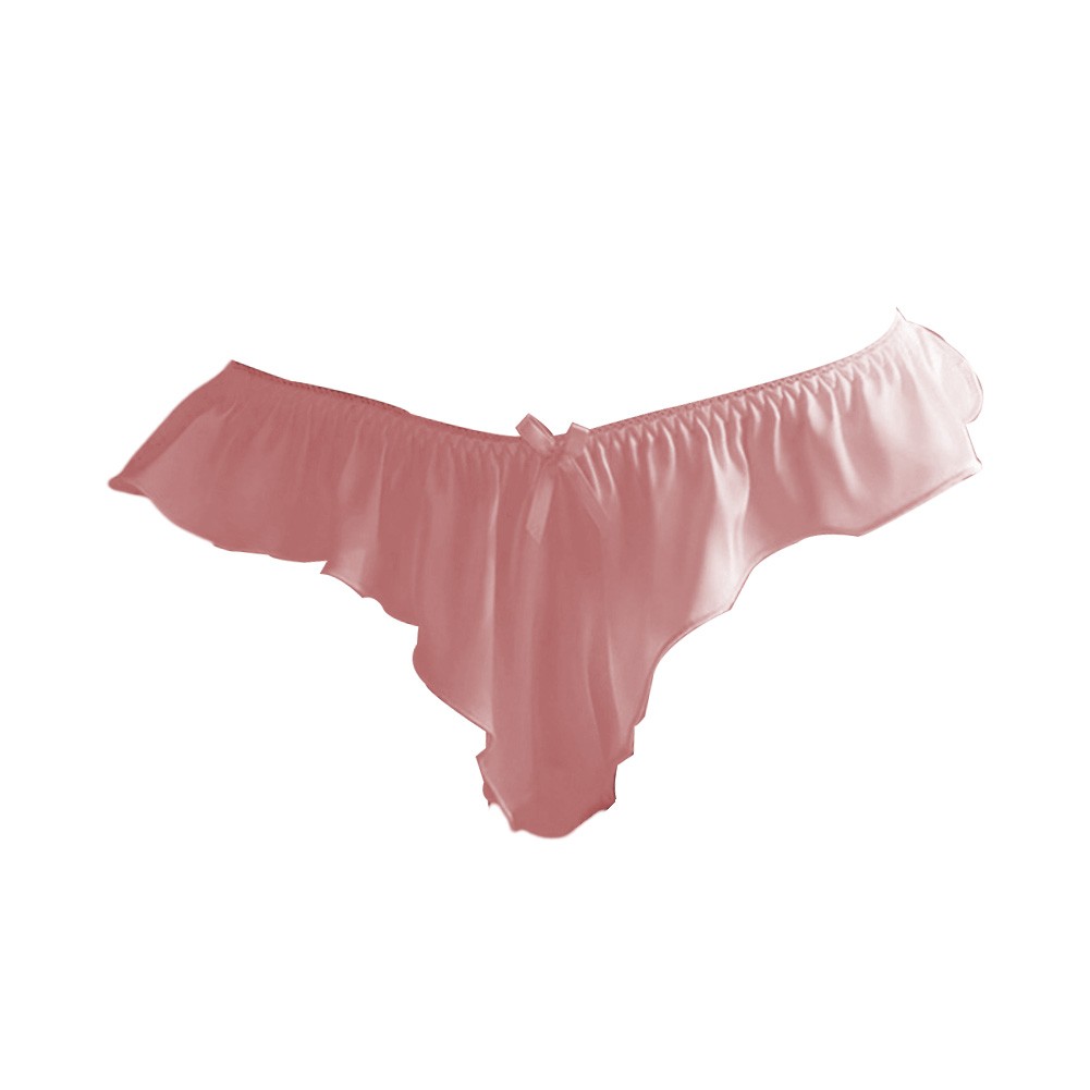 Hot Thongs Women Satin Sexy Panties Briefs Ruffle Underwear Lingerie in Pink - Picture 13 of 26