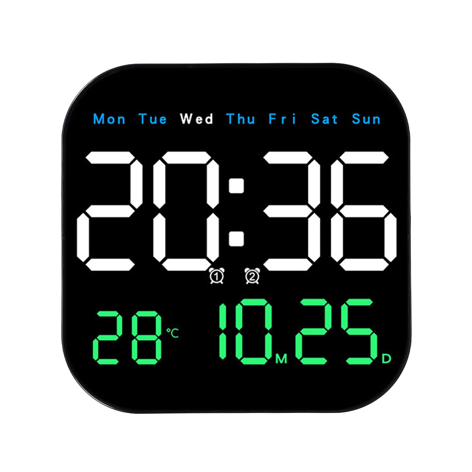 LED Wall Clock With Remote Control Display Temperature Room Desktop Clock
