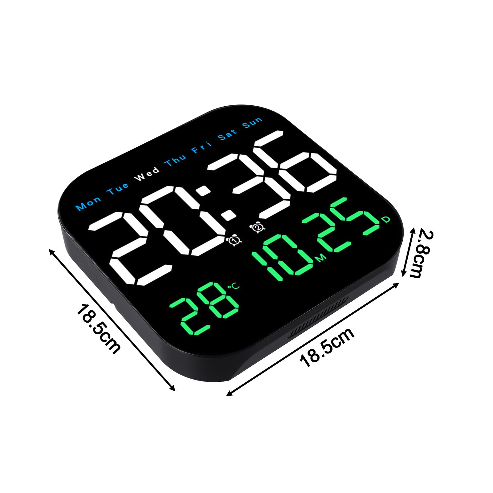 LED Wall Clock With Remote Control Display Temperature Room Desktop Clock