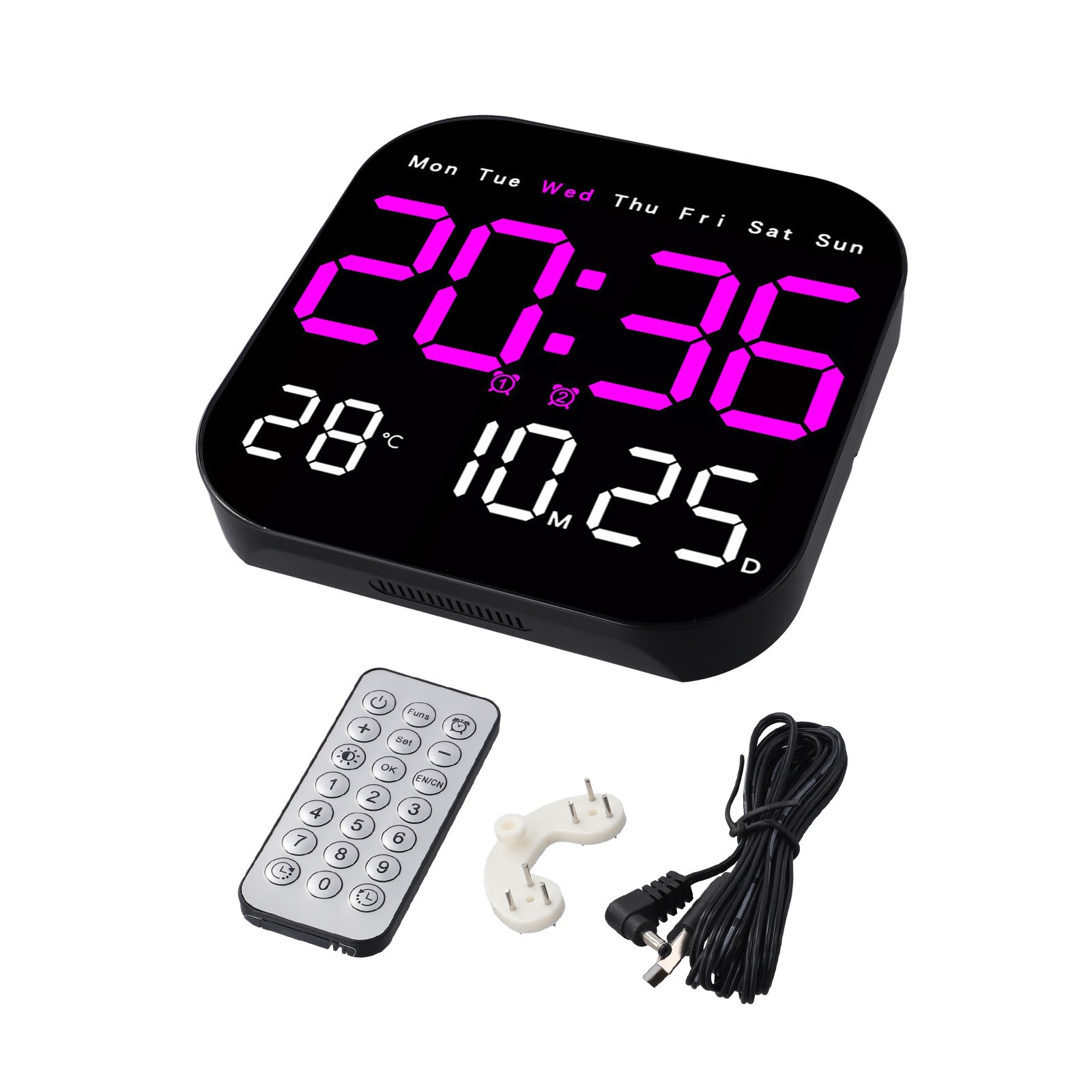 Grande Horloge Murale Numérique LED tendance avec Télécommande et Affichage Températu