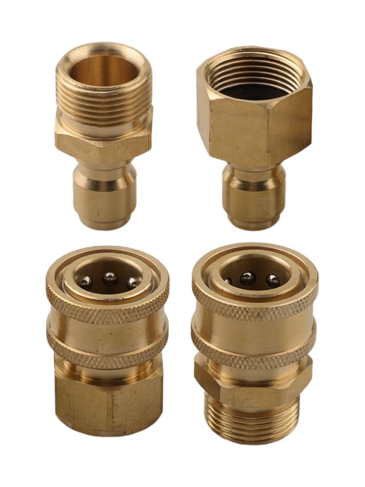 Quick Connect Brass Adapters 4pcs for High For Pressure Washer Hose Connection