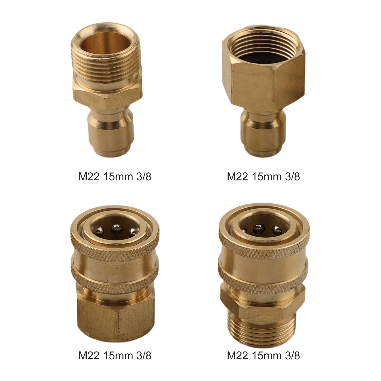 Quick Connect Brass Adapters 4pcs for High For Pressure Washer Hose Connection