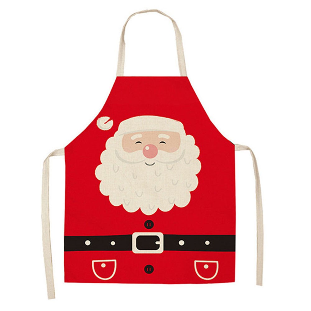 Cooking Essential Red Linen Apron with Spacious Pockets for Convenience