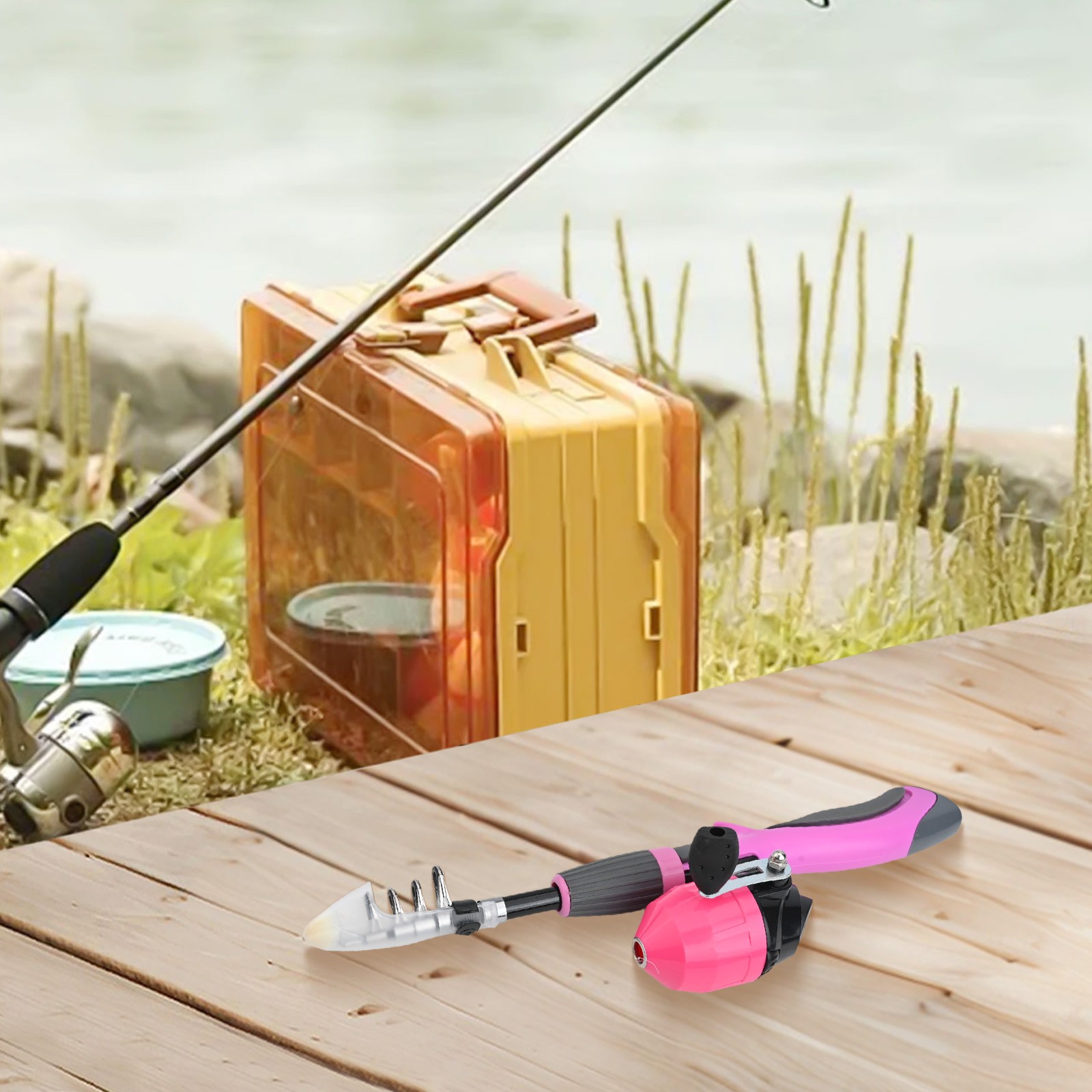 Fishing Rod Fishing Reel 1set 34cm-130cm Orange Pink For Travel Parent-Child - Picture 28 of 38