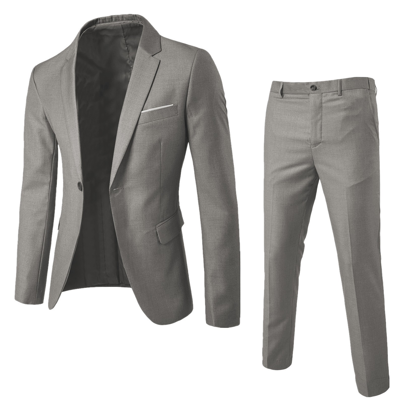 Sleek Men's 2 Piece Suit Set with Slim Fit Blazer and Pants for Business Events