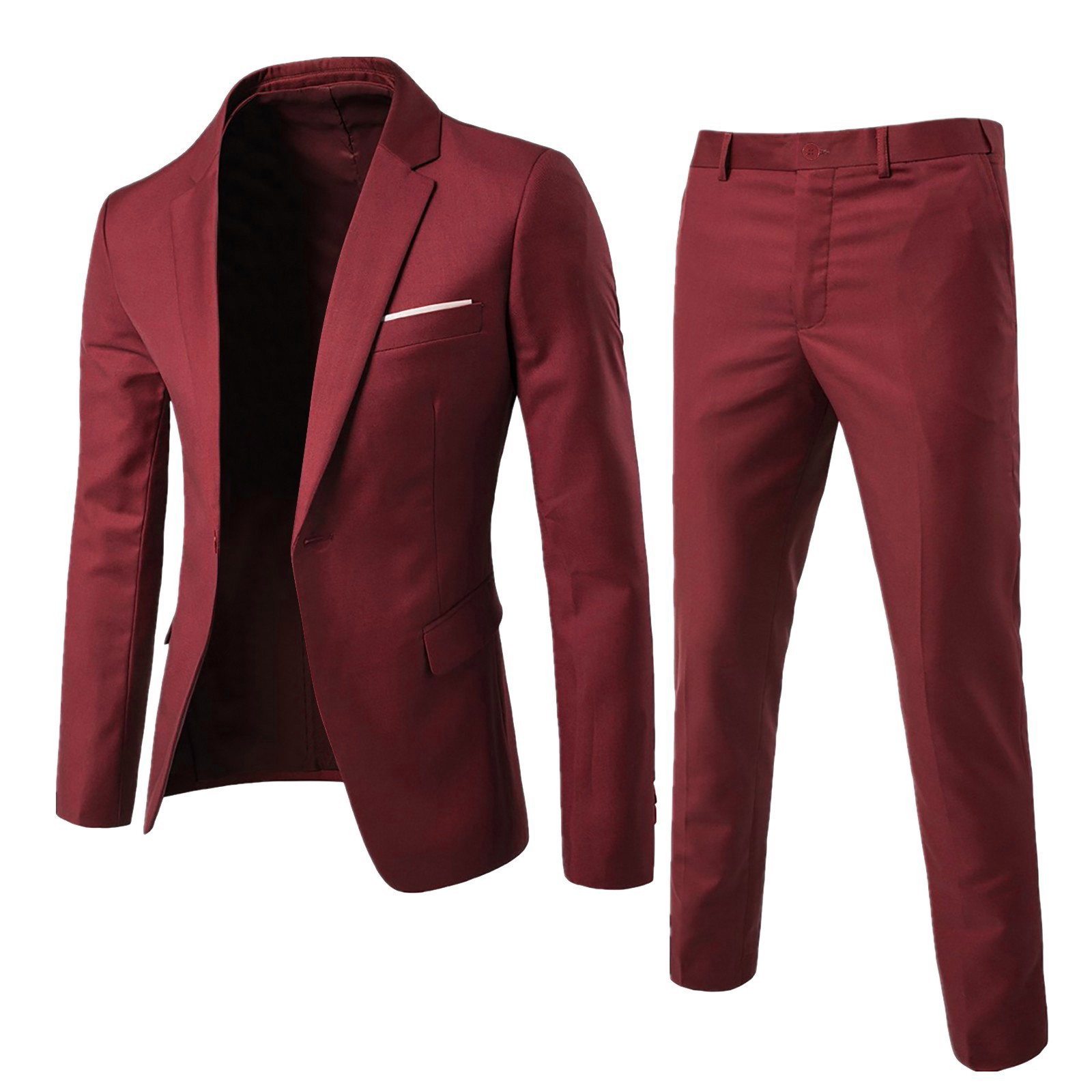 Trendy Mens Blazer Suit Set Slim Fit Tuxedo Jacket & Pants Formal Office Party