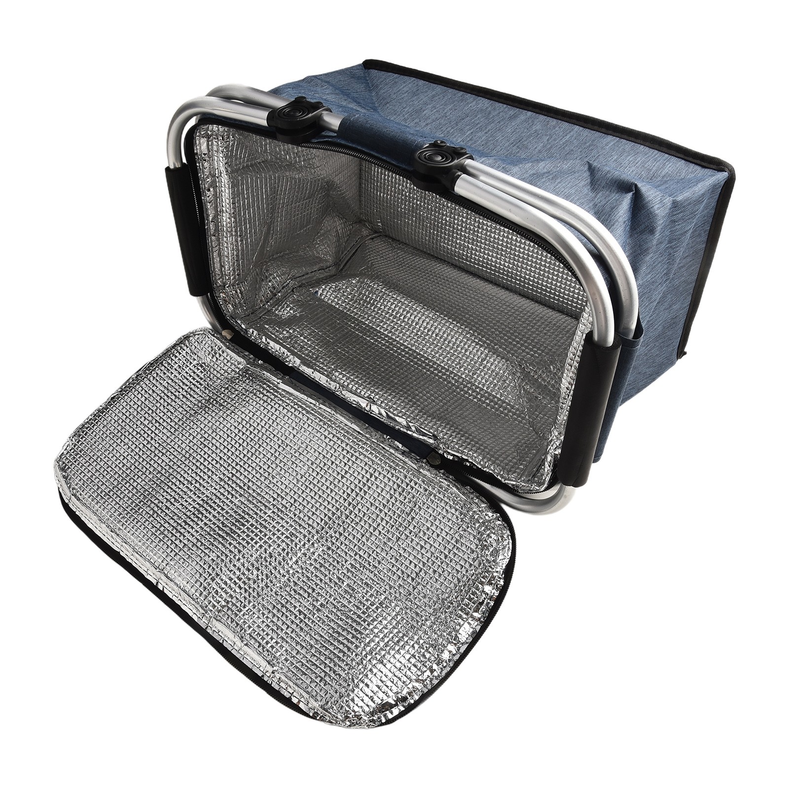 Note Picnic Basket Cooler Bag Storage Basket Aluminum Alloy Frame Black - Picture 26 of 35